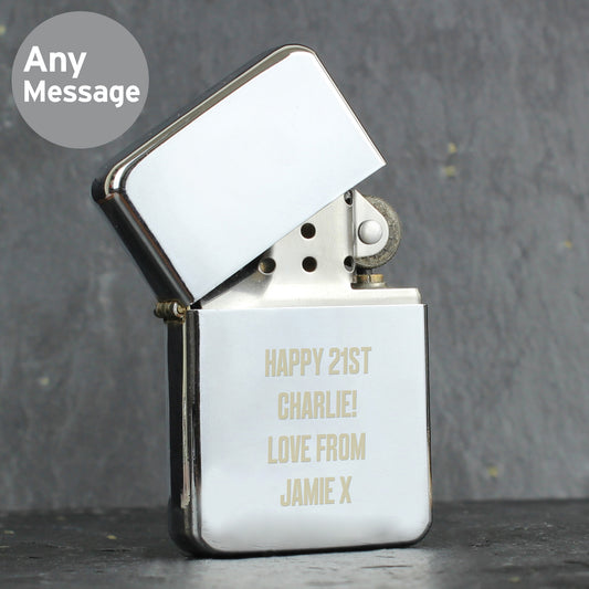 Personalised Any Message Silver Lighter
