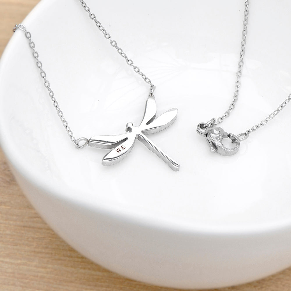 Personalised Kids Dragonfly Silver Necklace