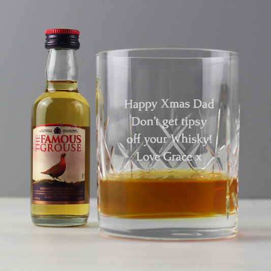 Personalised Cut Crystal Glass & Whisky Gift Set