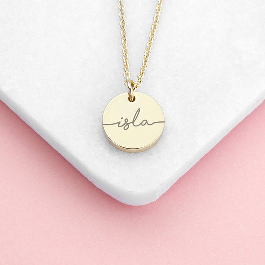 Personalised Disc Necklace - 18ct Gold Plating