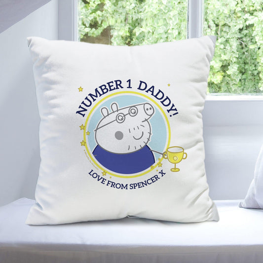 Personalised Peppa Pig Number 1 Daddy Cushion - PCS Cufflinks & Gifts