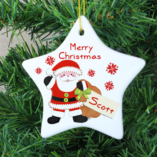 Personalised Santa Ceramic Star Christmas Decoration