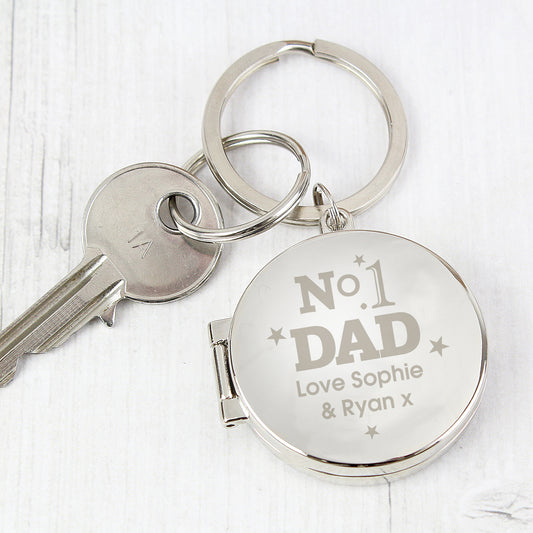 Personalised No1 Dad Photo Locket Keyring