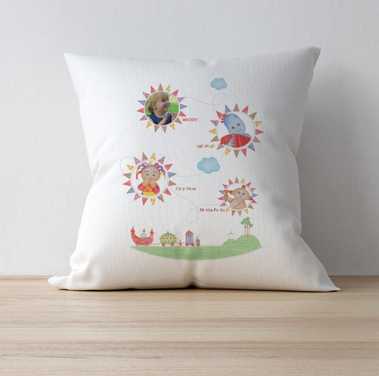 Personalised In The Night Garden Colouring Book Photo Cushion