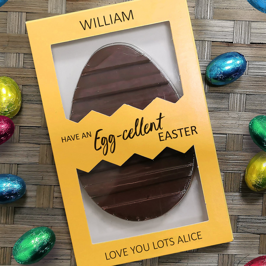 Personalised Letterbox Chocolate Easter Egg – Egg-cellent Easter