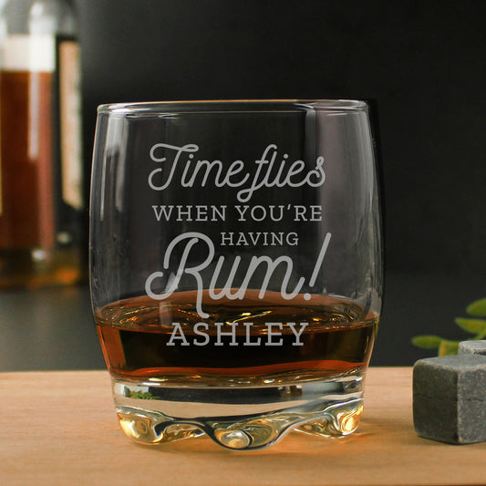 Personalised Time Flies When You're Having Rum Tumbler Glass