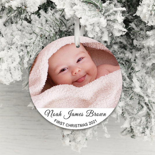 Personalised Baby’s First Christmas Photo Decoration