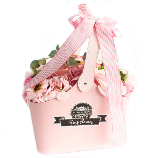 Soap Flower Bouquet Basket - Pink