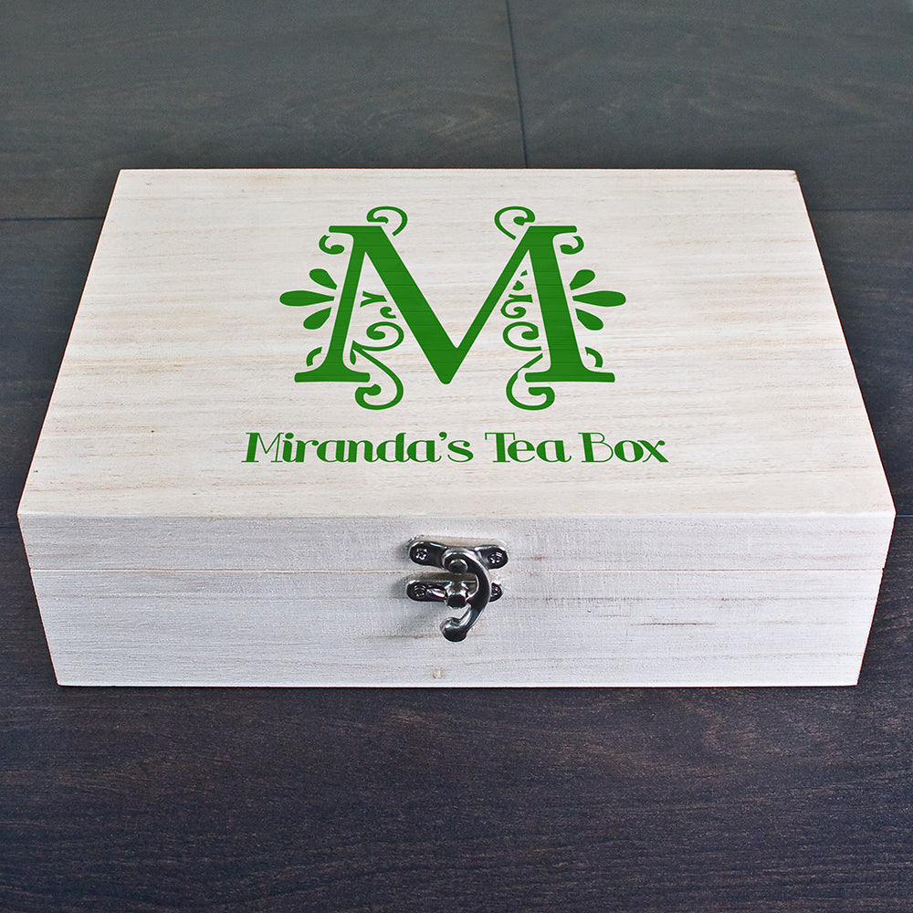 Personalised Initial Wooden Tea Box
