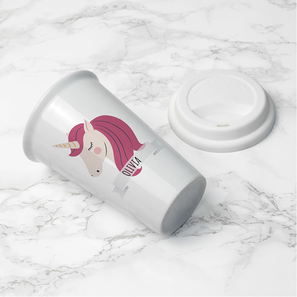 Personalised Unicorn Ceramic Eco Travel Cup