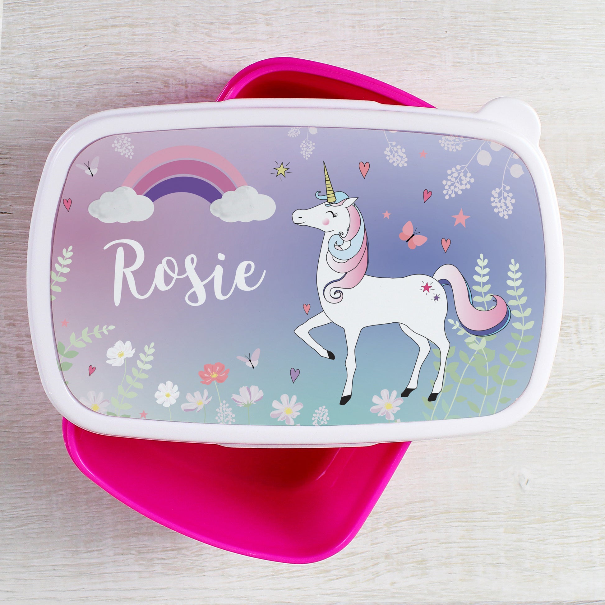 Personalised Unicorn Pink Lunch Box - Free Delivery 