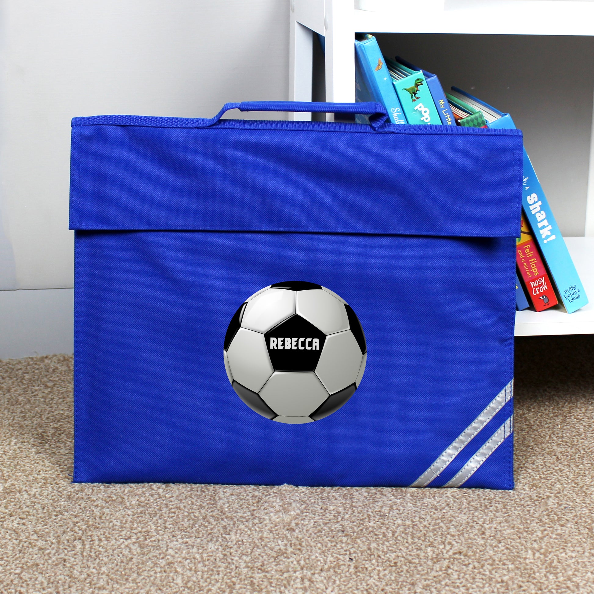 Personalised Football Blue School Book Bag