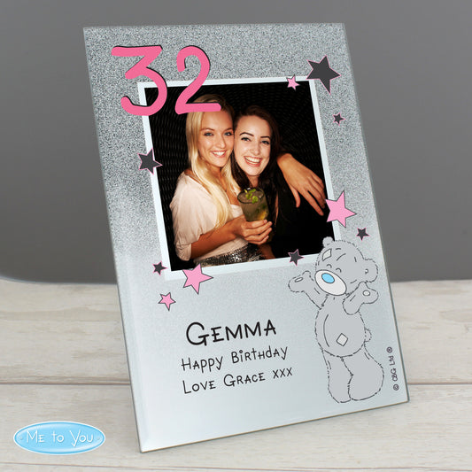 Personalised Me To You Birthday 4x4 Glitter Glass Photo Frame