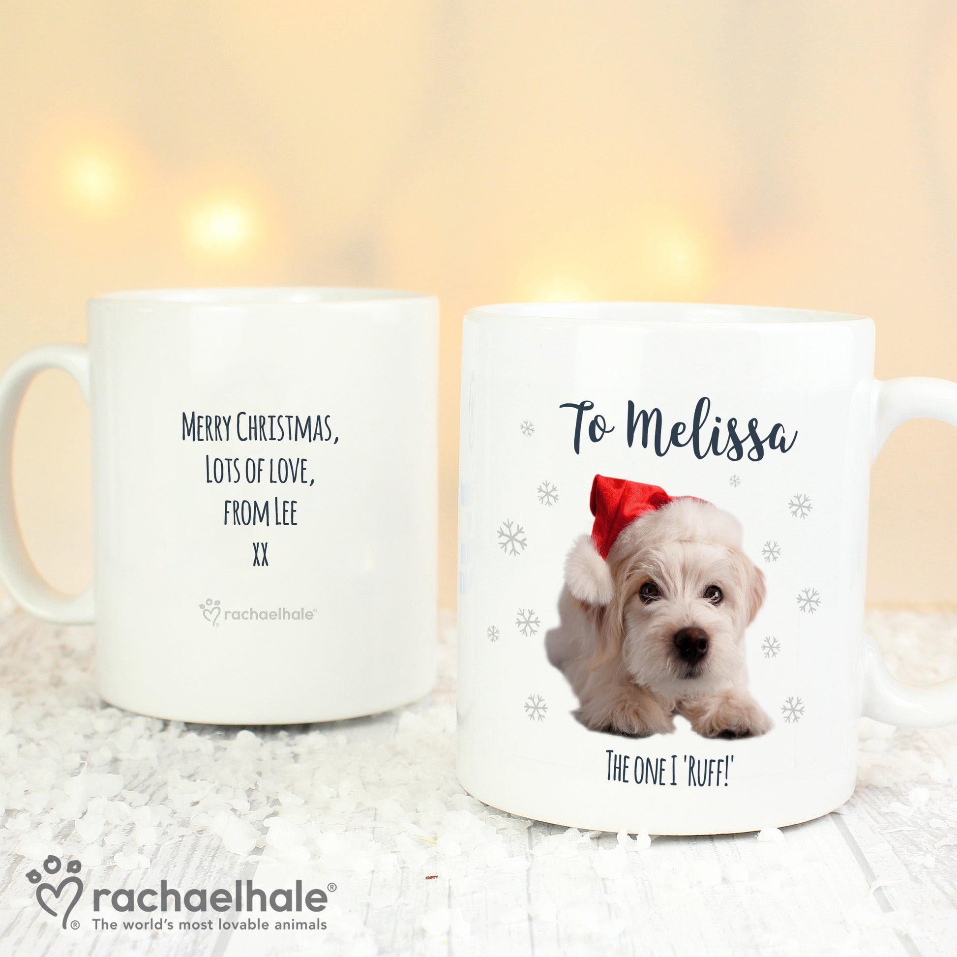 Personalised Rachael Hale Christmas Terrier Dog Mug