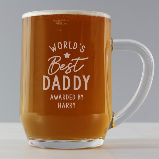 Personalised 'Worlds Best' Tankard Glass | Gifts For Him Dad Grandad