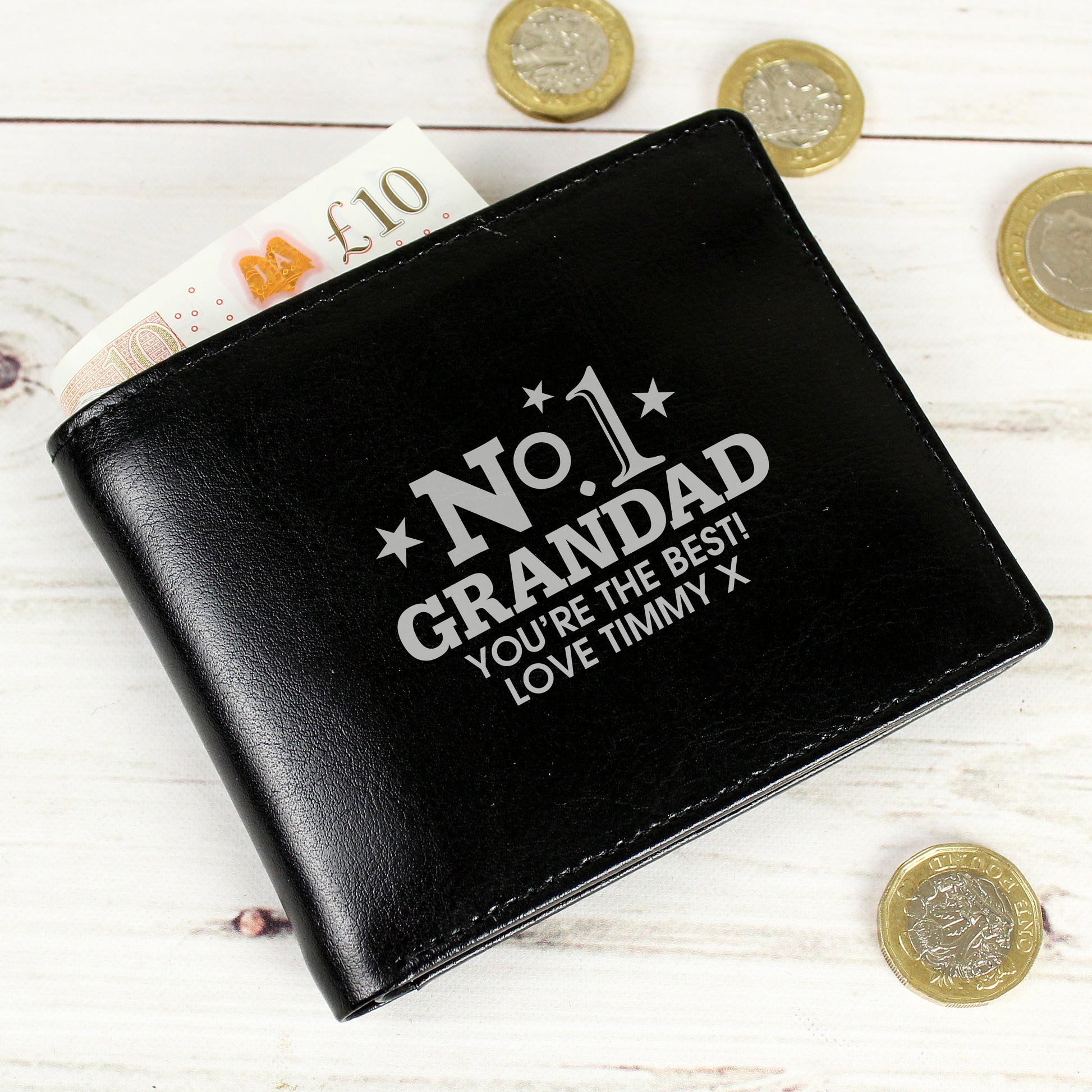 Personalised No.1 Dad - Grandad - Husband Leather Wallet