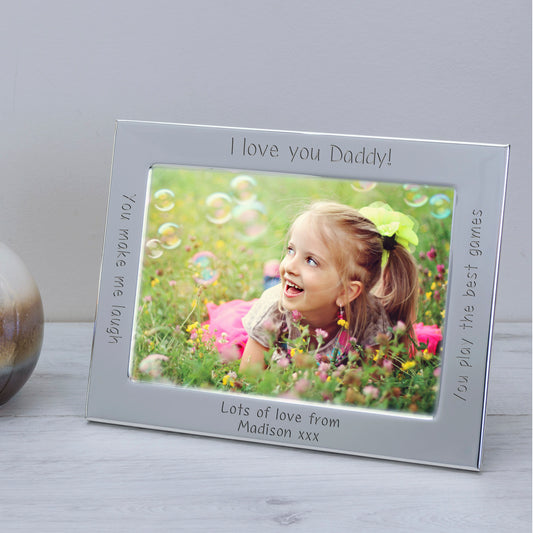 Personalised Engraved I Love You Daddy Silver Plated Photo Frame