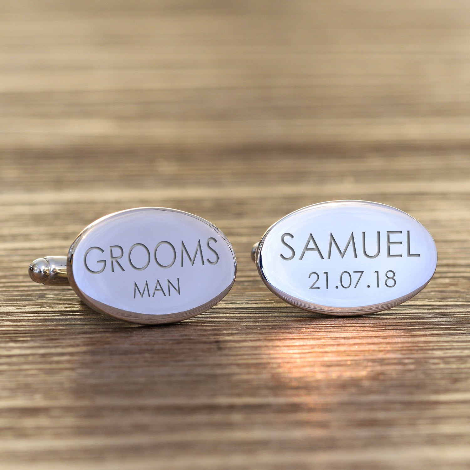Personalised Wedding Party Role Oval Cufflinks