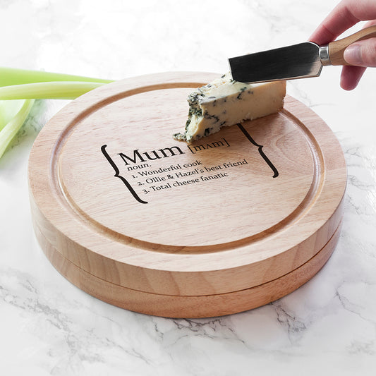 Personalised Your Own Definition Round Cheese Board Set