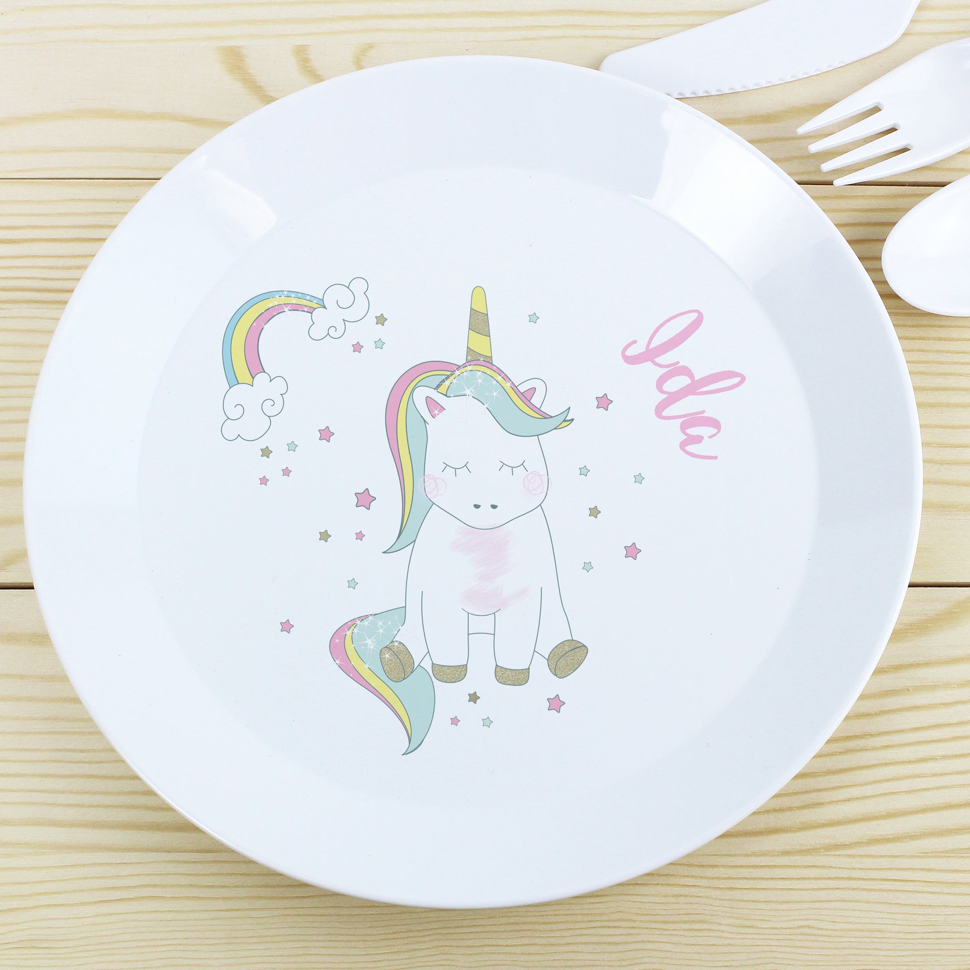 Personalised Unicorn Plastic Plate