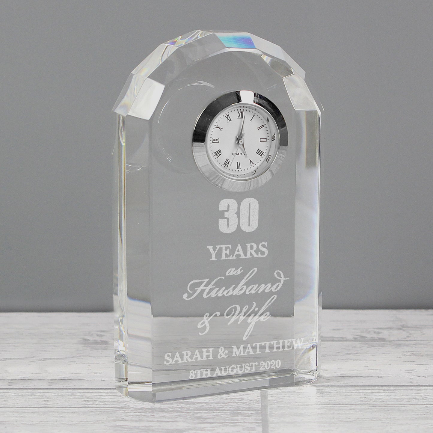 Personalised Anniversary Crystal Mantel Clock
