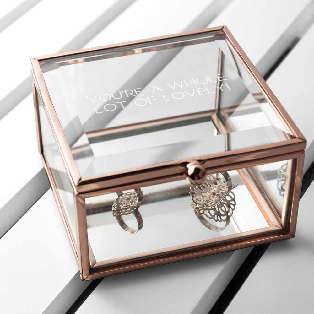 Personalised Rose Gold Glass Trinket Box - PCS Cufflinks & Gifts