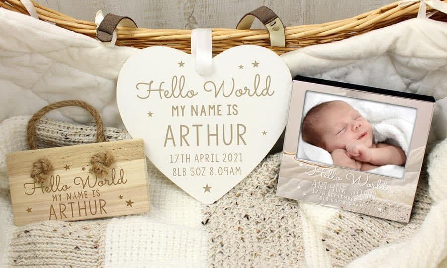 Personalised Hello World Large Wooden Heart Decoration