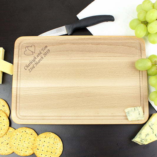 Personalised Hearts Rectangle Chopping Board