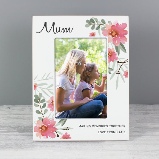 Personalised Mum Photo Frame - Floral 6x4