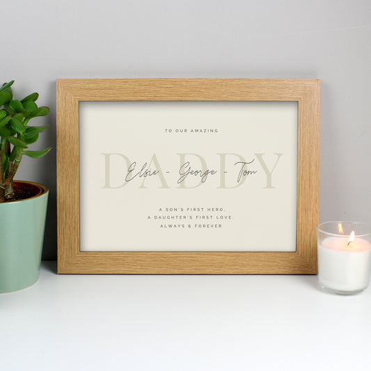 Personalised Daddy A4 Landscape Oak Framed Print
