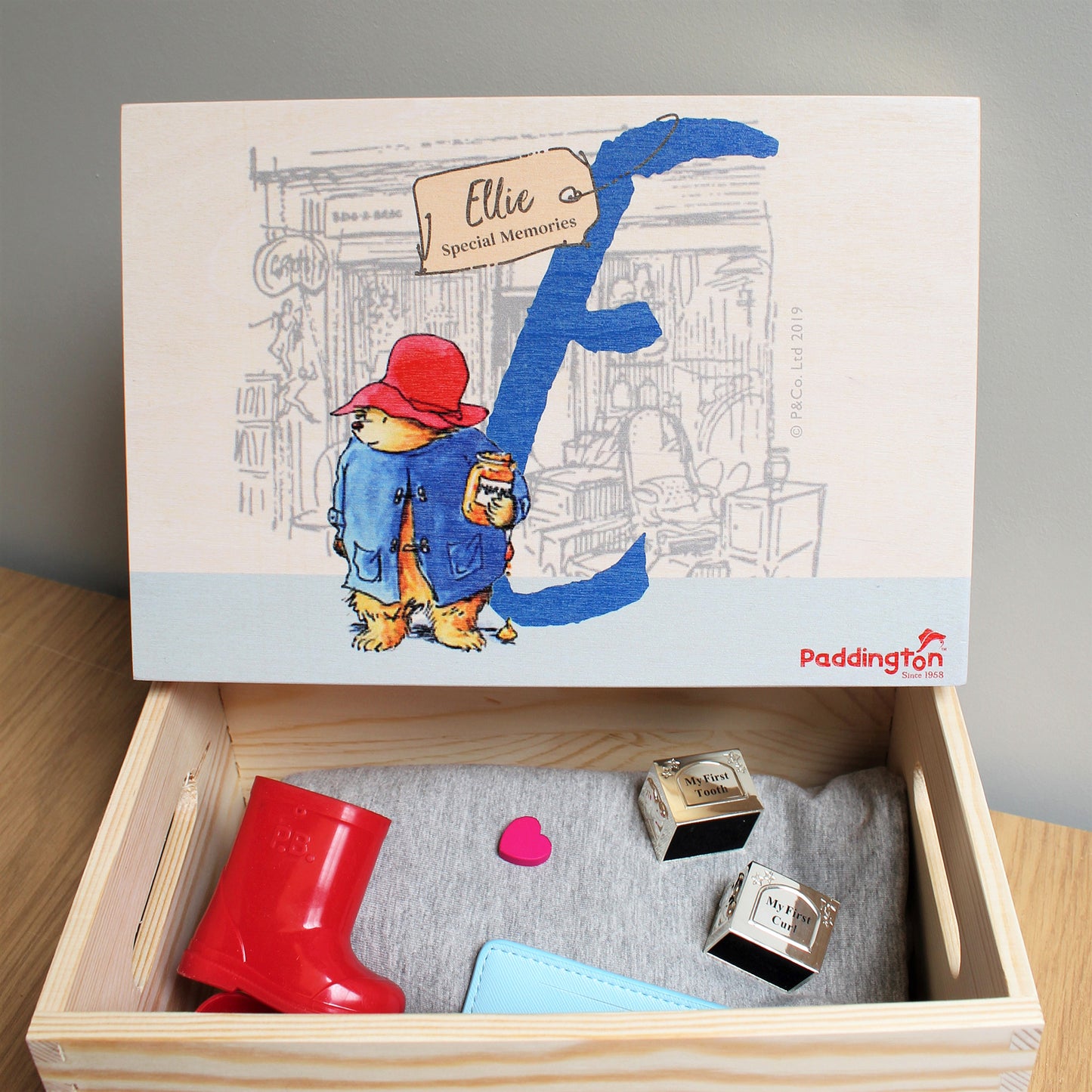 Personalised Paddington Bear Initial Memory Box