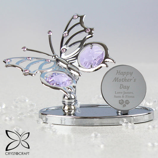 Personalised Happy Mothers Day Crystocraft Butterfly | Free Delivery