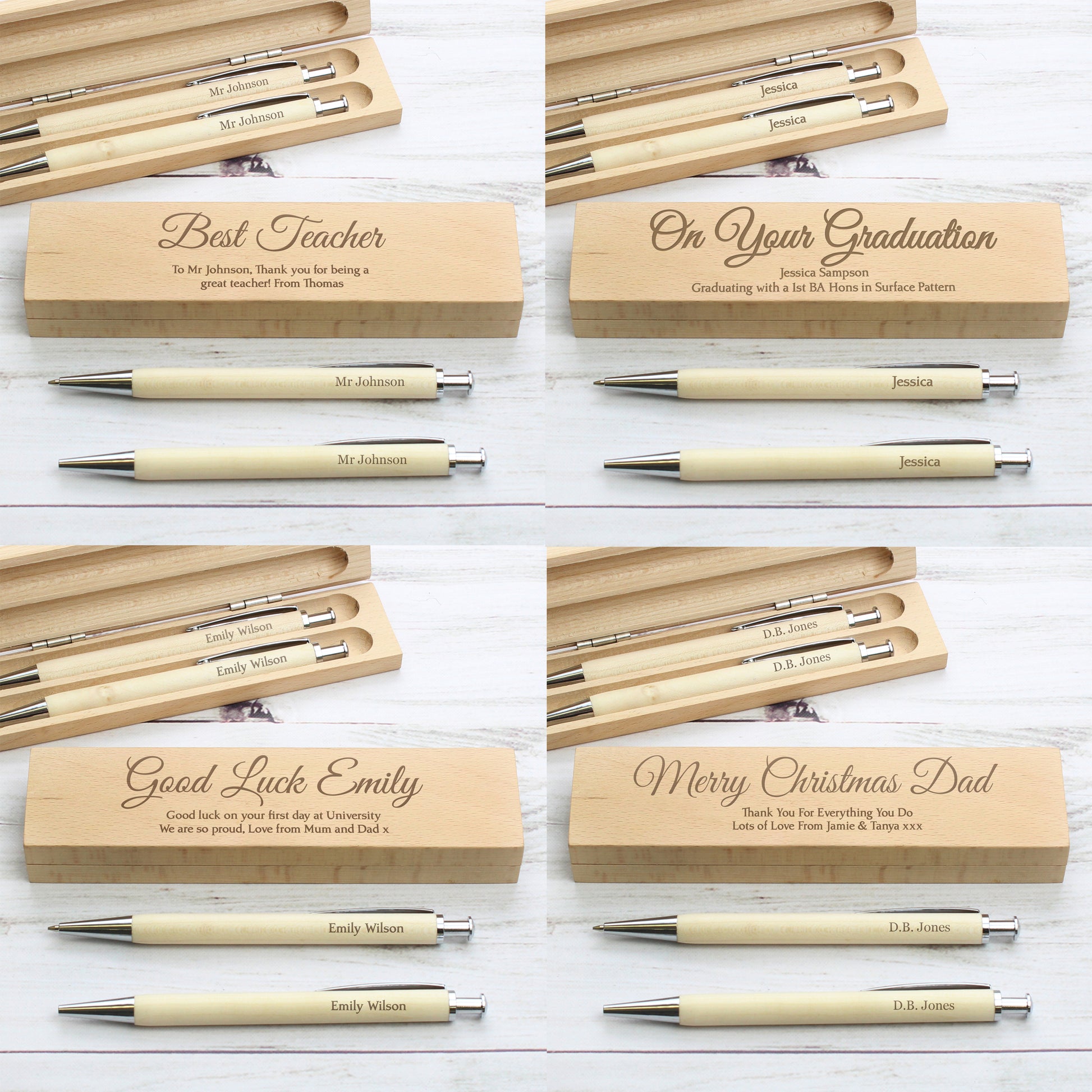 Personalised Pen & Pencil Wooden Box Set