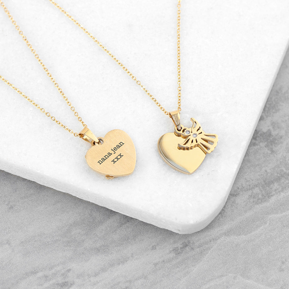 Personalised Guardian Angel Necklace - 18ct Gold Plating