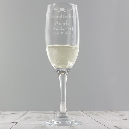 Personalised Wedding Mother of the Bride Glass Flute