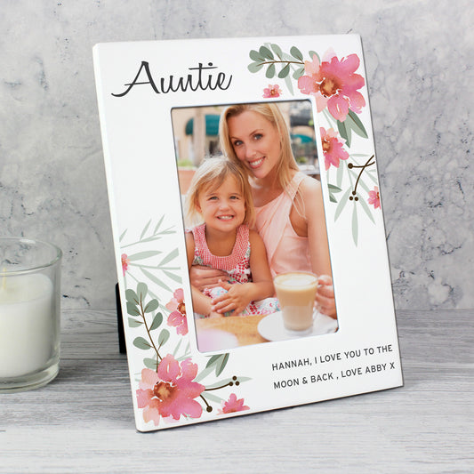 Personalised Auntie Photo Frame - Floral 6x4