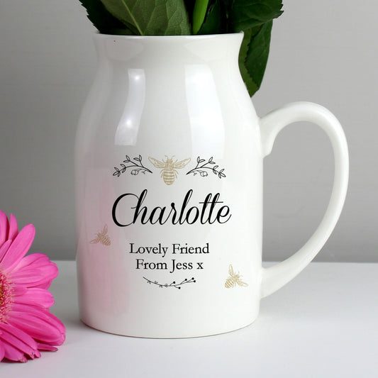 Personalised Floral Bee Flower Jug Vase - Free Delivery 