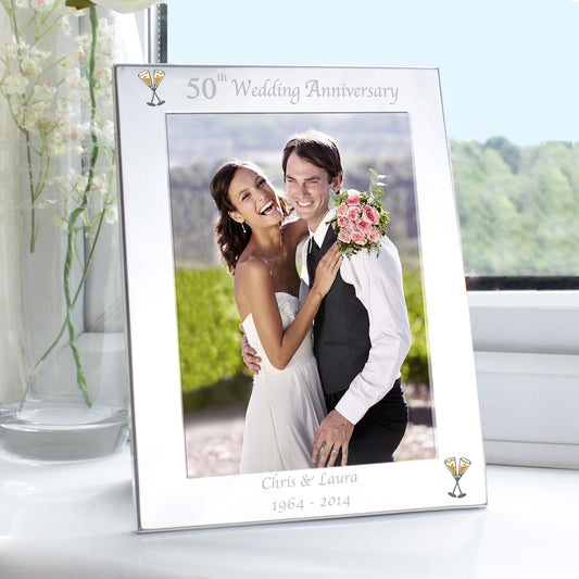 Personalised Golden 50th Wedding Anniversary Photo Frame