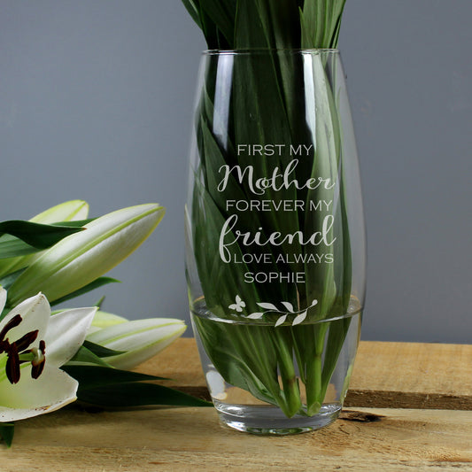 Personalised 'First My Mother, Forever My Friend' Bullet Glass Vase