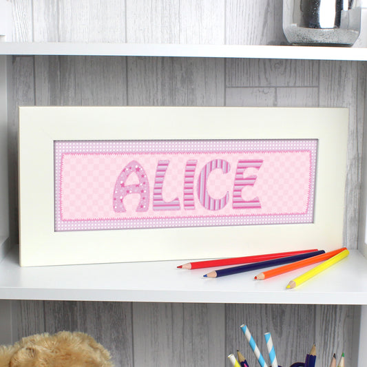 Personalised Pink Stitch Name Frame | Nursery Decor | Baby Gift Ideas