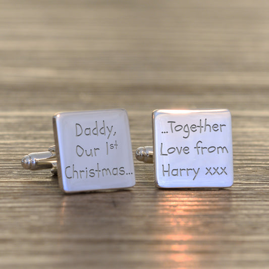 Personalised Daddy Our 1st Christmas Together Cufflinks