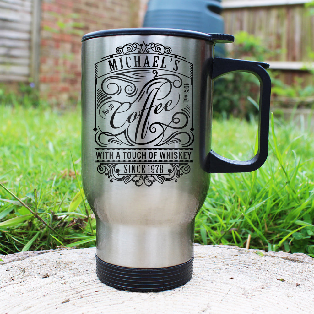 Personalised Coffee With a Touch of Whisky Travel Mug