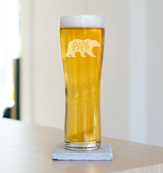 Papa Bear Tall Pint Beer Glass