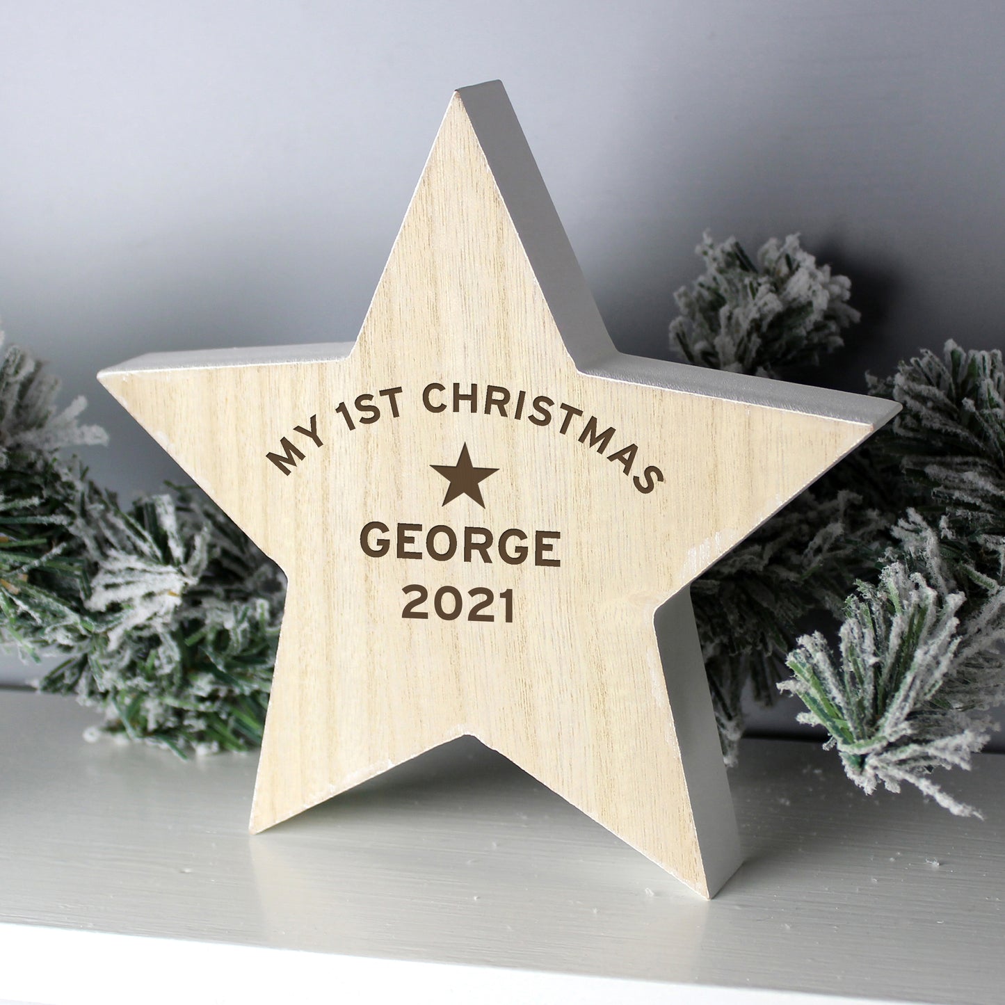 Personalised Rustic Freestanding Wooden Star Decoration