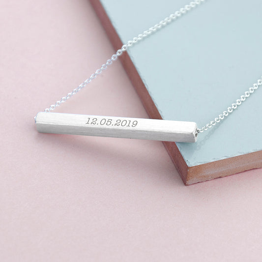 Personalised Horizontal Bar Necklace - Silver