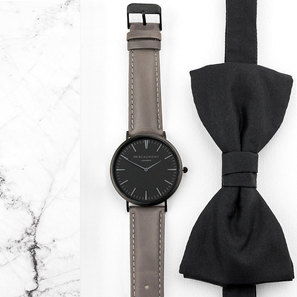 Personalised Mr Beaumont Men's Watch With Black Face in Ash