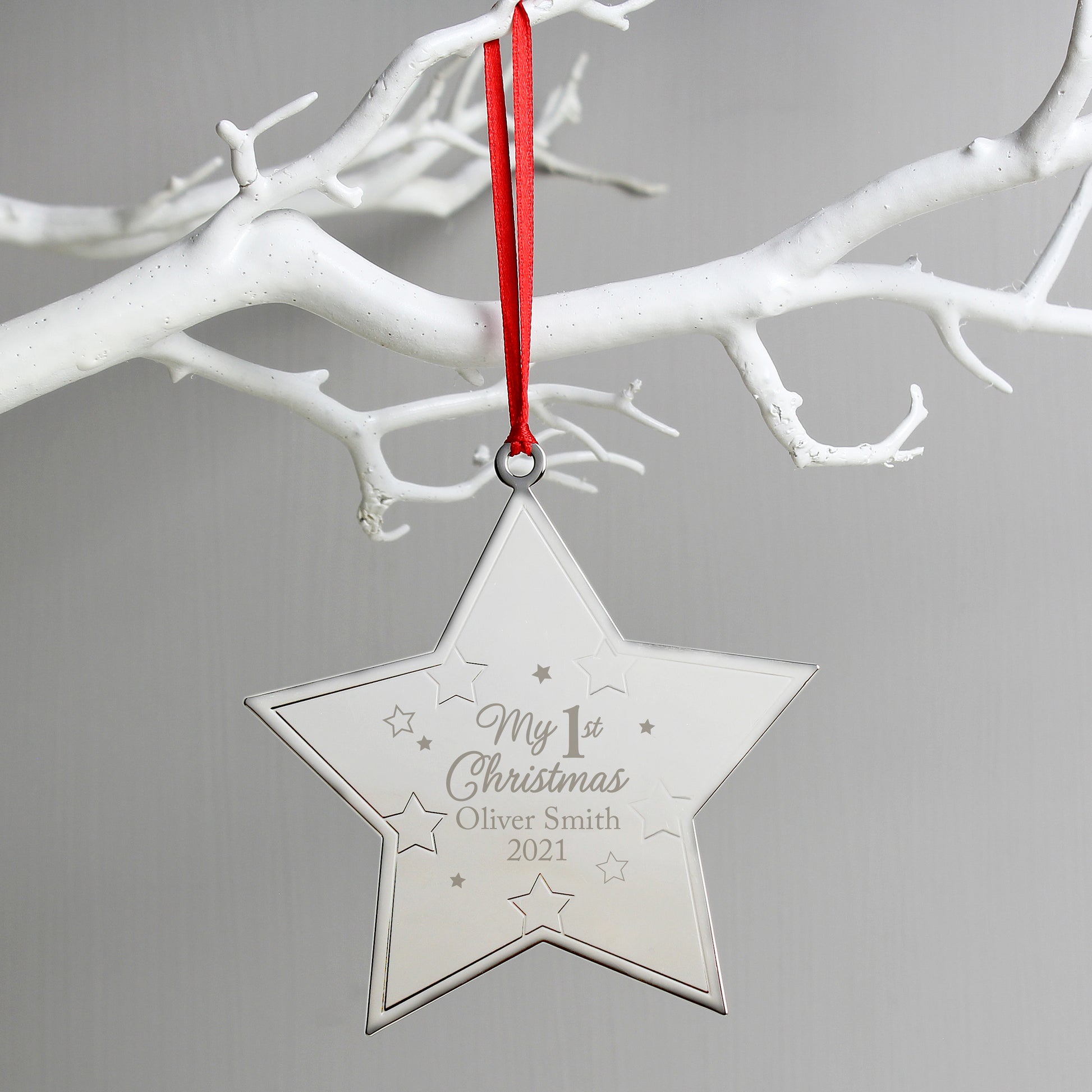 Personalised Baby’s 1st Christmas Star Metal Decoration