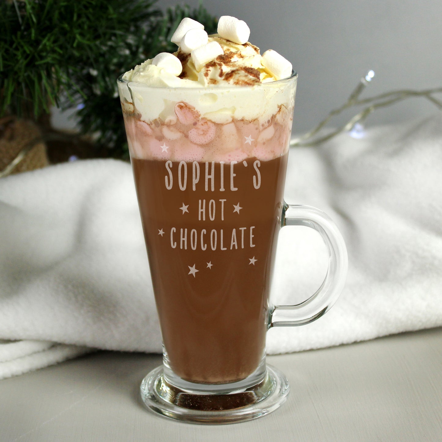 Personalised Engraved Stars Hot Chocolate Glass