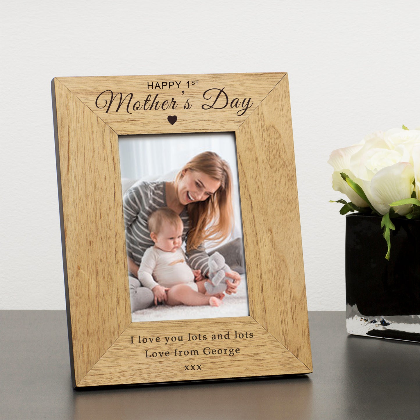 Personalised Happy 1st Mothers Day Wood Photo Frame 6x4