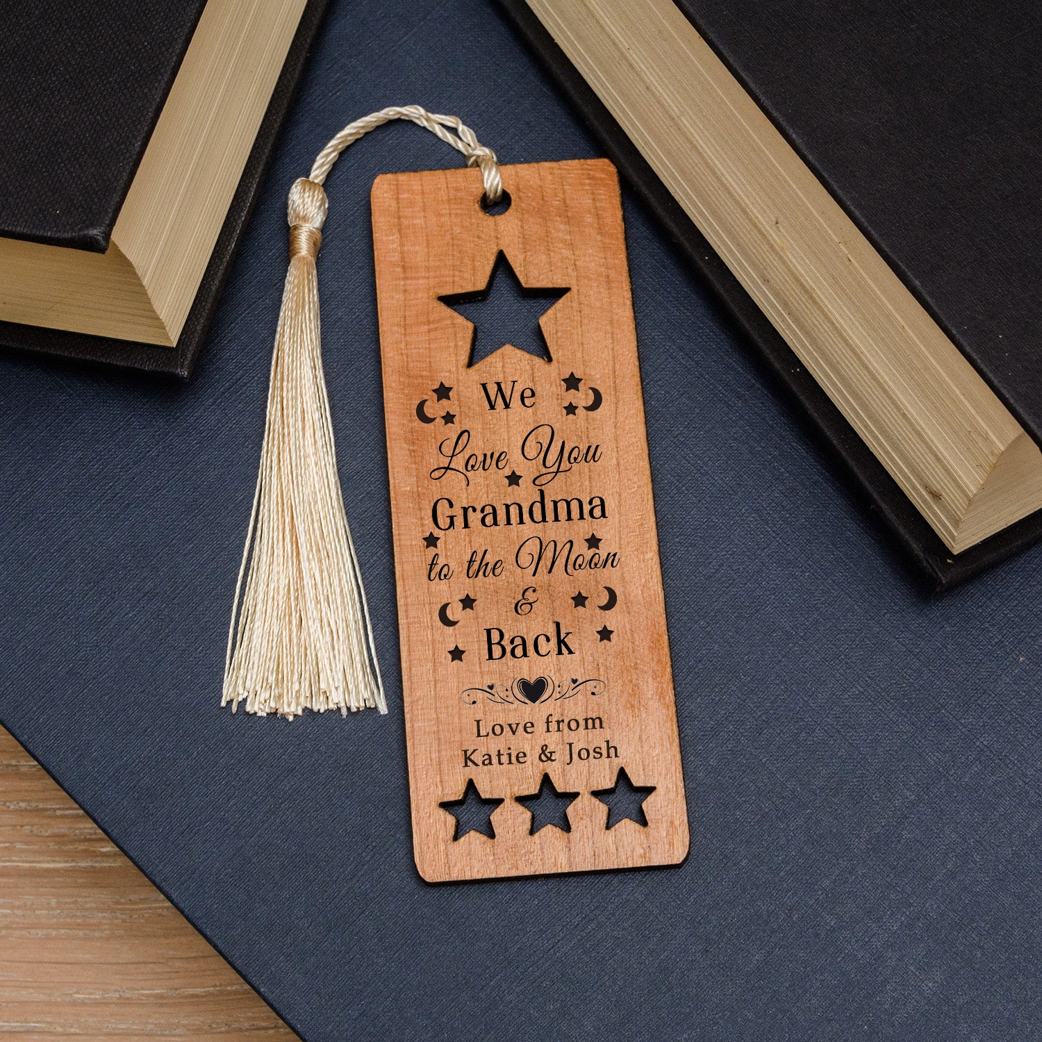 Personalised Wooden Bookmark - We Love You To The Moon and Back